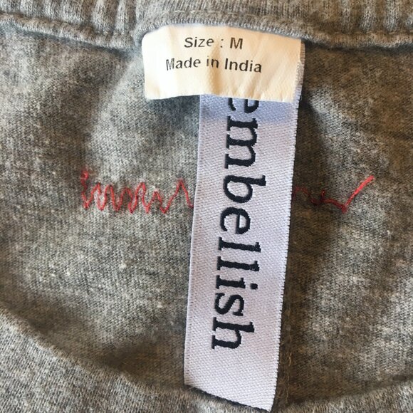 Embellish Tee Womens Medium Gray Raw Hem Flowy Athleisure - Picture 9 of 11